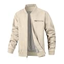 Wizoat Men's Suede Bomber Jacket Casual Lightweight Jacket Varsity Coat