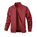 Wizoat Men's Suede Bomber Jacket Casual Lightweight Jacket Varsity Coat
