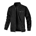 Wizoat Men's Suede Bomber Jacket Casual Lightweight Jacket Varsity Coat