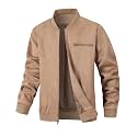 Wizoat Men's Suede Bomber Jacket Casual Lightweight Jacket Varsity Coat