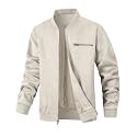 Wizoat Men's Suede Bomber Jacket Casual Lightweight Jacket Varsity Coat