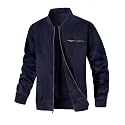 Wizoat Men's Suede Bomber Jacket Casual Lightweight Jacket Varsity Coat