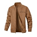 Wizoat Men's Suede Bomber Jacket Casual Lightweight Jacket Varsity Coat