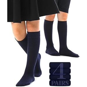 wklouyhe kid39s knee high cotton socks for girls boys and toddlers solid color long school uniform socks_pack of 04