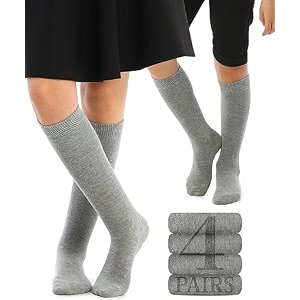 wklouyhe kid39s knee high cotton socks for girls boys and toddlers solid color long school uniform socks_pack of 04