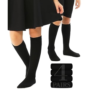 wklouyhe kid39s knee high cotton socks for girls boys and toddlers solid color long school uniform socks_pack of 04