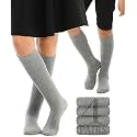 WKLOUYHE Kid's Knee High Cotton Socks for Girls Boys and Toddlers, Solid Color Long School Uniform Socks_Pack Of 04
