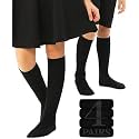 WKLOUYHE Kid's Knee High Cotton Socks for Girls Boys and Toddlers, Solid Color Long School Uniform Socks_Pack Of 04