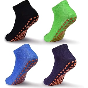 WKLOUYHE Kids Anti-Skid Trampoline Socks 4 Pairs