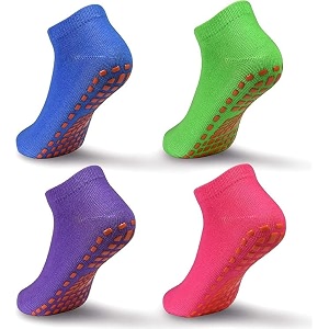 WKLOUYHE Kids Anti-Skid Trampoline Socks 4 Pairs