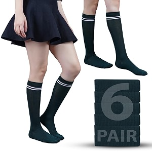wklouyhe kids school socks for boys and girlsknee long length soft cotton uniform stripes socks_pack of 06