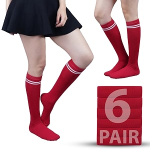 wklouyhe kids school socks for boys and girlsknee long length soft cotton uniform stripes socks_pack of 06