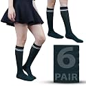 WKLOUYHE Kids school socks for boys and girls,Knee Long Length soft cotton uniform Stripes socks_Pack Of 06