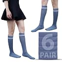 WKLOUYHE Kids school socks for boys and girls,Knee Long Length soft cotton uniform Stripes socks_Pack Of 06
