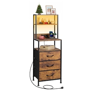 wlive tall nightstand with 3 fabric drawers night stand with charger