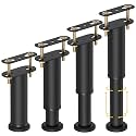 Wlrrcwdttc 4 Pcs Adjustable Height Bed Support Legs 7.08-13 inch, Bed Frame Center Support Legs for Bed Frame/Bed Center Slat/Furniture, Heavy Duty Metal Bed Replacement Legs Bed Slats Support Legs