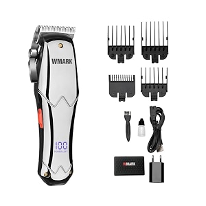 wmark 0 gapped hair clipper self sharpening blade 6500 rpm magnetic motor charging adaptor 4 guide comb taper lever adjustments for close cut trimming for men runtime 150 min-battery powered model 4