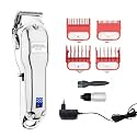 WMARK Metal Body Professional 0 Gap Hair Clipper Digital Display High precision 440C Self Sharpening Blade 5800 RPM Motor 4 Guide Comb Taper Lever 240 min Runtime 2500 mAh Battery, Model 25