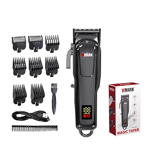 wmark ng-1001 salon series 6600 rpm motor professional cordcordless zero overlap blade hair clipper set 8 guide comb amp 4 taper lever cutting levels led display 2500 mah battery 300 min model 16