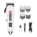 WMARK NG-408 Professional Hair Clipper with Sharp (9CR18) Stainless Steel Blade, Powerful 6500 RPM Motor, 2600mAh Battery, Adjustable Settings, charging adapter LED display runtime 240 mins, Model 7