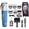 WMARK NG-2039 Ultra Premium Professional 9000 RPM 2 Speed Hair Clipper Set Zinc Alloy Body Digital Display 6 Guide Comb Taper Lever Cutting Cape Cleaning Brush Hair Brush Hair Sticker 180 min, Blue