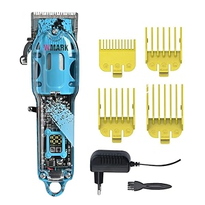 wmark ng-408 professional hair clipper with sharp 9cr18 stainless steel blade powerful 6500 rpm motor 2600mah battery adjustable settings charging adapter led display runtime 240 mins model 7