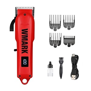 wmark ng-1005 salon series 7500 rpm motor professional cordcordless 0 overlap blade hair clipper with adjustable fade blade 2000mah battery 4 taper lever cutting level led display 280 min model 20