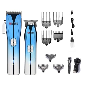 wmark ng-603kit hair clipper 7000rpm amp 6000rpm magnetic motor usb charging cable 7 guide comb taper lever adjustments clipper amp t-cutter 01mm gapped trimmer runtime 240 amp 180 minblue-battery powered