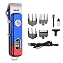WMARK NG-899 Professional Zero Gapped Hair Clipper Digital Display Self Sharpening Blade 6500 RPM Magnetic Motor USB Charging 4 Guide Comb Taper Lever Adjustment 240 min 2000 mAh Li-ion Battery, Blue