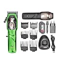 WMARK NG-9003 Ultra Premium Professional 10000 RPM magnetic motor Zero Gapped Hair Clipper set 440C Fade Blade 6 Magnetic Guide Comb Taper Lever Adjustments Adaptor Charging Pod & Stand, Green