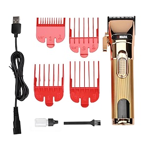 wmark professional zero gapped hair clipper digital display self sharpening blade 65007000 rpm 2 speed magnetic motor 4 guide comb taper lever adjustment runtime 240 min 2000 mah battery model 12