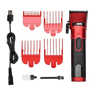 wmark professional zero gapped hair clipper digital display self sharpening blade 65007000 rpm 2 speed magnetic motor 4 guide comb taper lever adjustment runtime 240 min 2000 mah battery model 13
