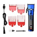 WMARK Professional Zero Gapped Hair Clipper Digital Display Self Sharpening Blade 6500/7000 RPM 2 speed Magnetic Motor 4 Guide Comb Taper Lever Adjustment Runtime 240 min 2000 mAh Battery, Model 11