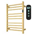 WMHYLYH Gold Towel Warmer Racks for Bathroom, Wall Mounted Luxury Heated Towel Rack with Timer & Temperature Control, 10 Bar Stainless Steel Electric Towel Heater for Bathroom(Brushed Gold)