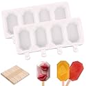 WMKGG Popsicle Silicone Molds Set, 2 PCS Ice Cream Molds(Octagon/White)