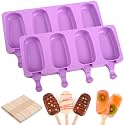 WMKGG Popsicle Silicone Molds Set, 2 PCS Ice Cream Molds(Standard/Purple)