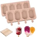 WMKGG Popsicle Silicone Molds Set, 2 PCS Ice Cream Molds(Octagon/Pink)