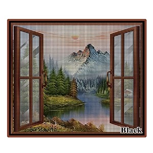 fiberglass pre stitched window mosquito net with self adhesive hook tapcolor-black size130cmx150cm5118inchx5905inch426ftx492ft insect mosquito net for window-ready to use net
