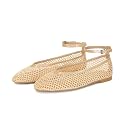 Wnshonzy Mesh Ballet Flats for Women Round Toe Buckle Strap Fishnet Mary Jane Flats Comfy Casual Office Womens Summer Flats Shoes