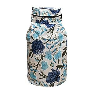 woah lpg gas cylinder cover  dustproof stain-resistant pvc coated polyester blue leaf design fits standard size pack of 1 blue flower