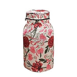 woah lpg gas cylinder cover  dustproof stain-resistant pvc coated polyester blue leaf design fits standard size pack of 1 pink flower