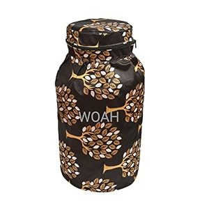 woah lpg gas cylinder cover  dustproof stain-resistant pvc coated polyester blue leaf design fits standard size pack of 1 coffee tree