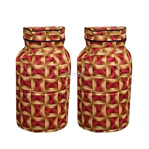 woah lpg gas cylinder cover  dustproof stain-resistant pvc coated polyester blue leaf design fits standard size pack of 2 red golden