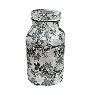woah lpg gas cylinder cover  dustproof stain-resistant pvc coated polyester blue leaf design fits standard size pack of 1 grey leaf