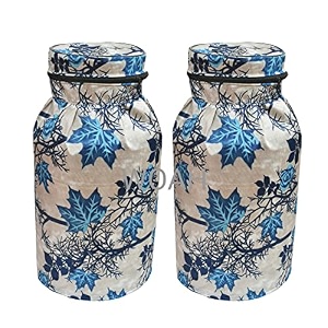woah lpg gas cylinder cover  dustproof stain-resistant pvc coated polyester blue leaf design fits standard size pack of 2 blue tree