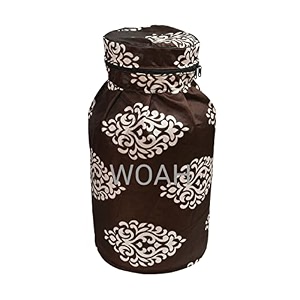 woahlpg gas cylinder cover  dustproof stain-resistant pvc coated polyester blue leaf design fits standard size pack of 1 coffee embroider