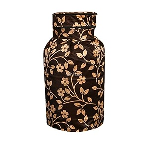 woah lpg gas cylinder cover  dustproof amp stain-resistant  pvc coated polyester  blue leaf coffee design  fits standard size cylinder  pack of 1