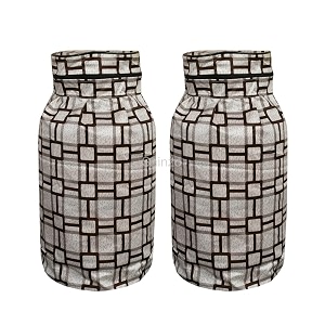 woah lpg gas cylinder cover  dustproof stain-resistant pvc coated polyester blue leaf design fits black block pack of 2