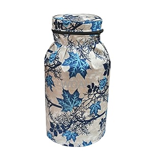 woah lpg gas cylinder cover  dustproof stain-resistant pvc coated polyester blue leaf design fits standard size pack of 1 blue tree