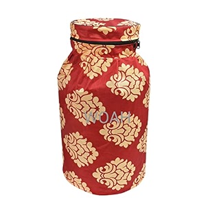 woah lpg gas cylinder cover  dustproof stain-resistant pvc coated polyester blue leaf design fits standard size pack of 1 red embroider